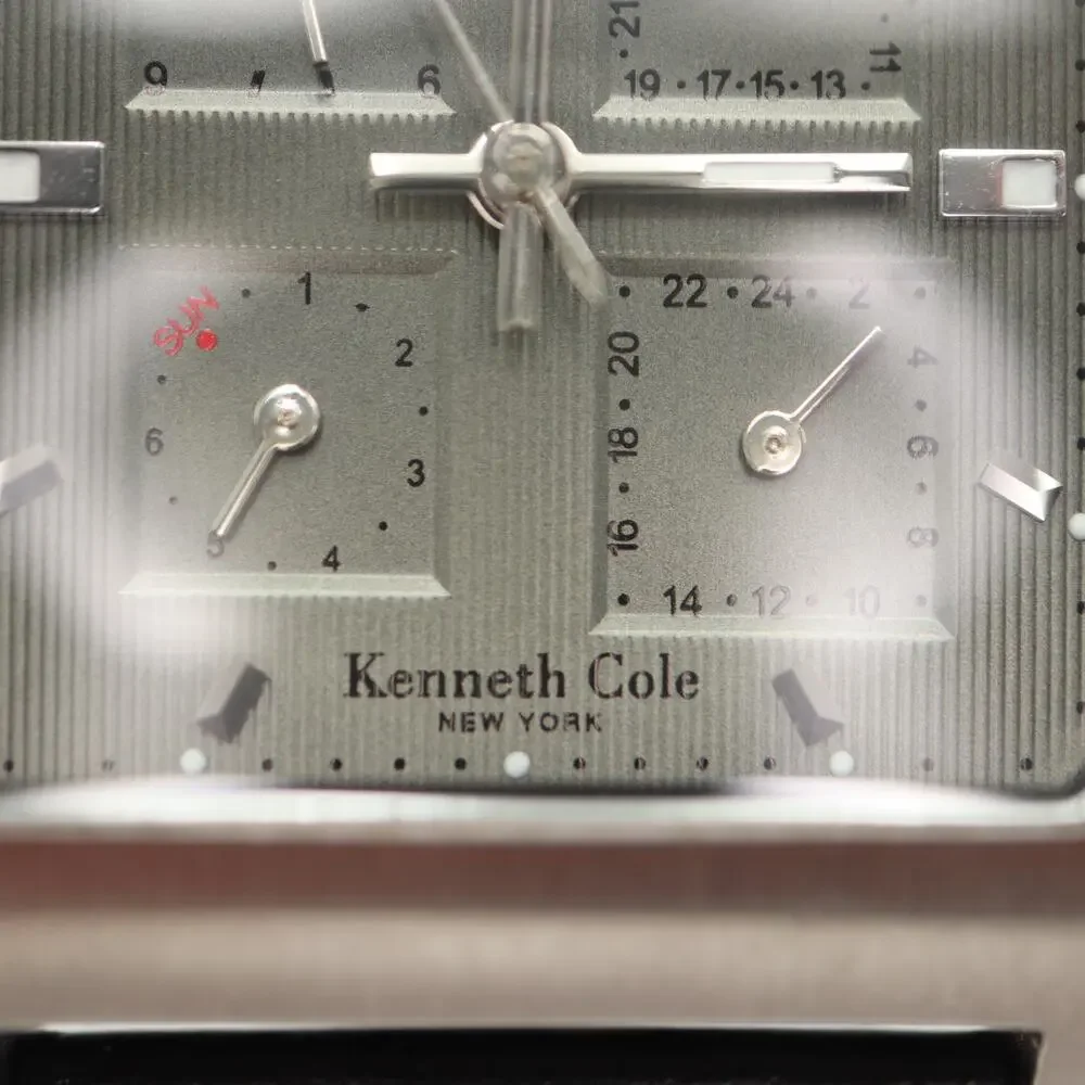 Kenneth Cole Full Calendar Unisex Watch 33mm Green Gray Square Dial New Battery